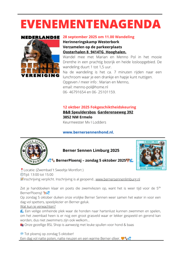 Evenementenagenda BernerSennen 1