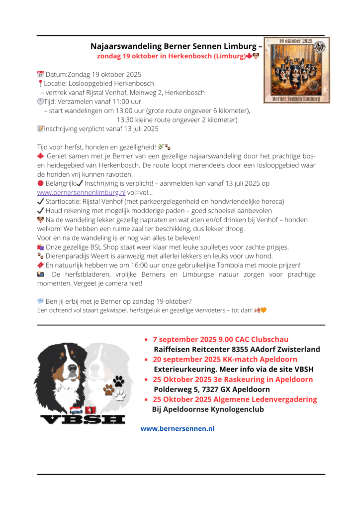 Evenementenagenda BernerSennen 2